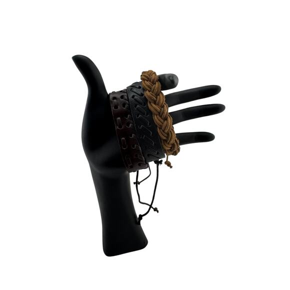 Trinity of Shadows Braided Cuff Trio: Unisex. Adjustable. Unholy. - Picture 3 of 3